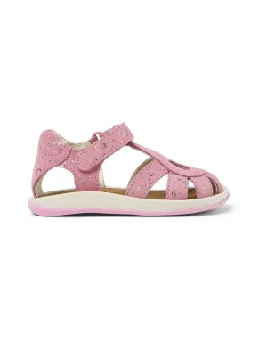 Camper: Bicho Girls Klettverschluss Sandalen mit geschlossener Spitze - Metallisch Pink Leder