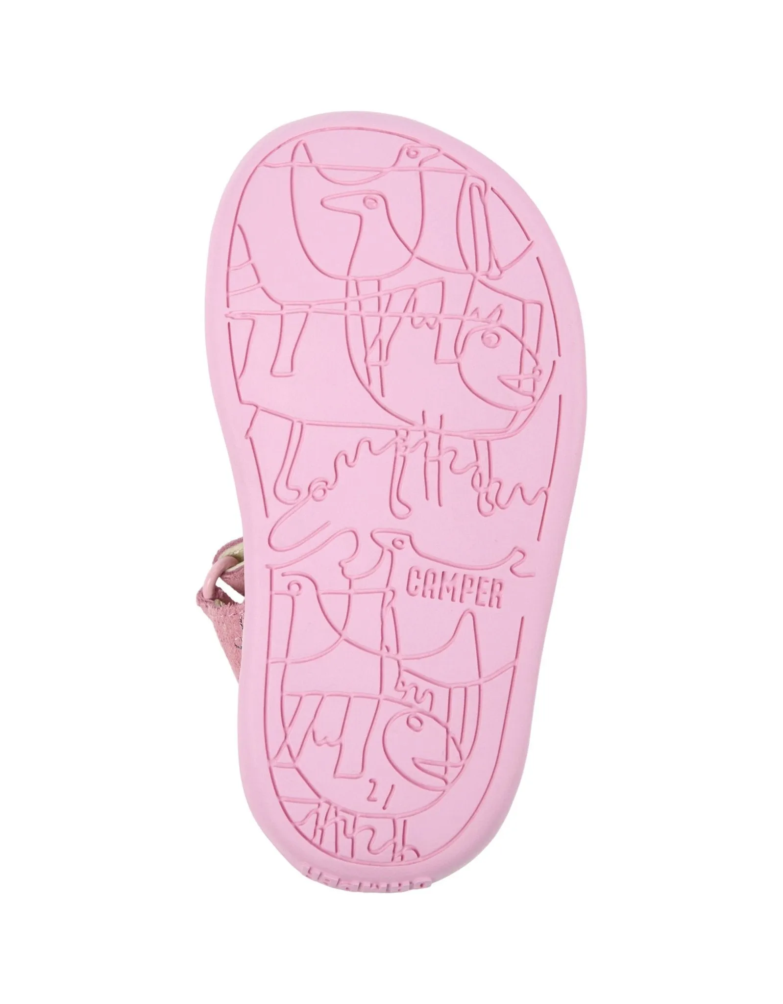 Camper: Bicho Girls Klettverschluss Sandalen mit geschlossener Spitze - Metallisch Pink Leder