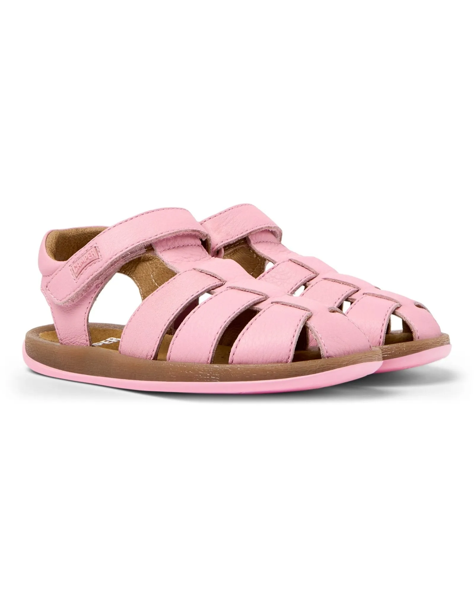 Camper: Bicho Girls Klettverschluss Sandalen mit geschlossener Spitze - Rosa Leder