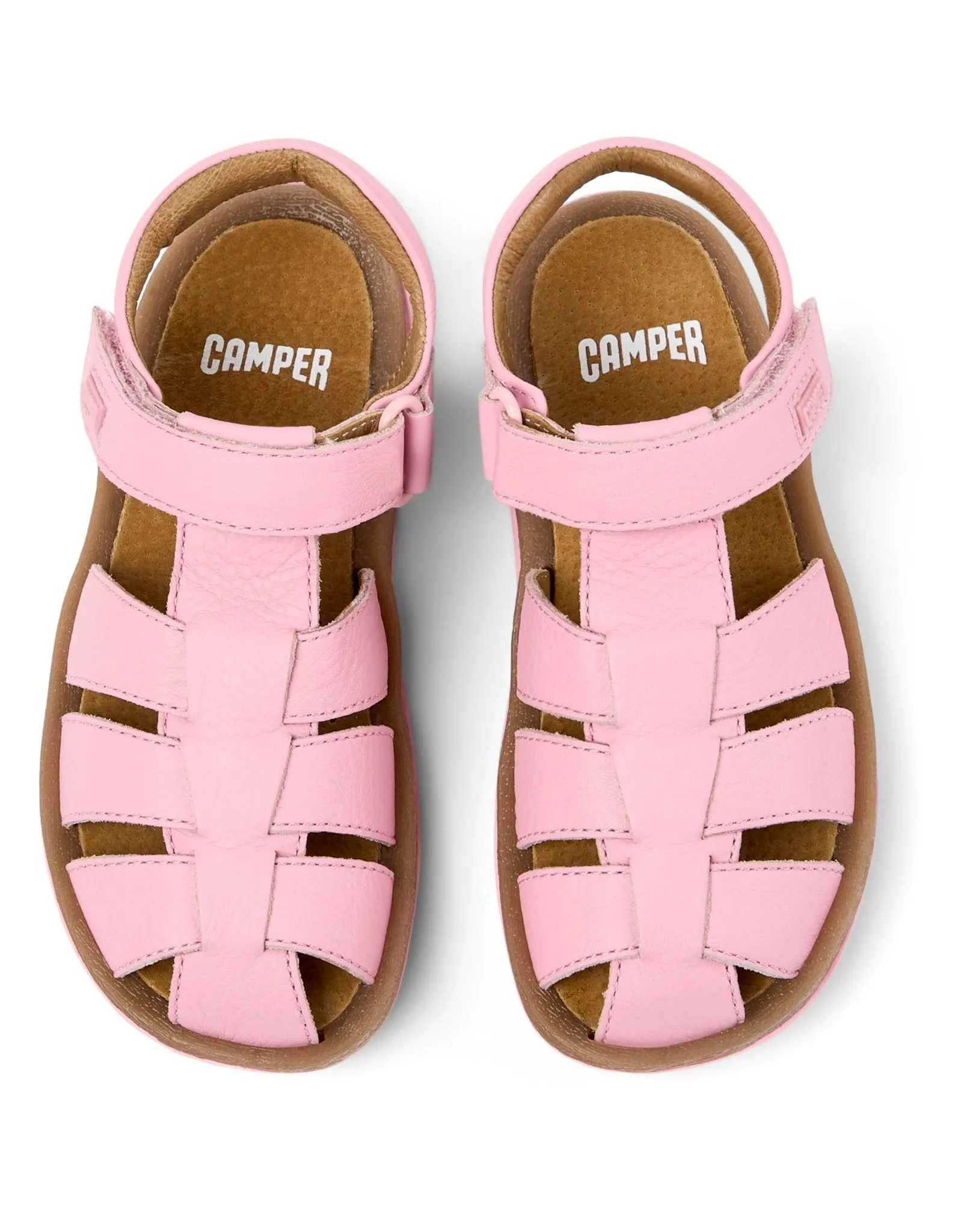 Camper: Bicho Girls Klettverschluss Sandalen mit geschlossener Spitze - Rosa Leder
