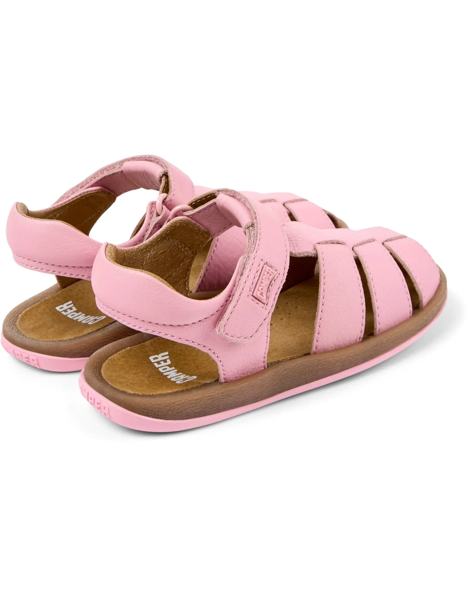 Camper: Bicho Girls Klettverschluss Sandalen mit geschlossener Spitze - Rosa Leder