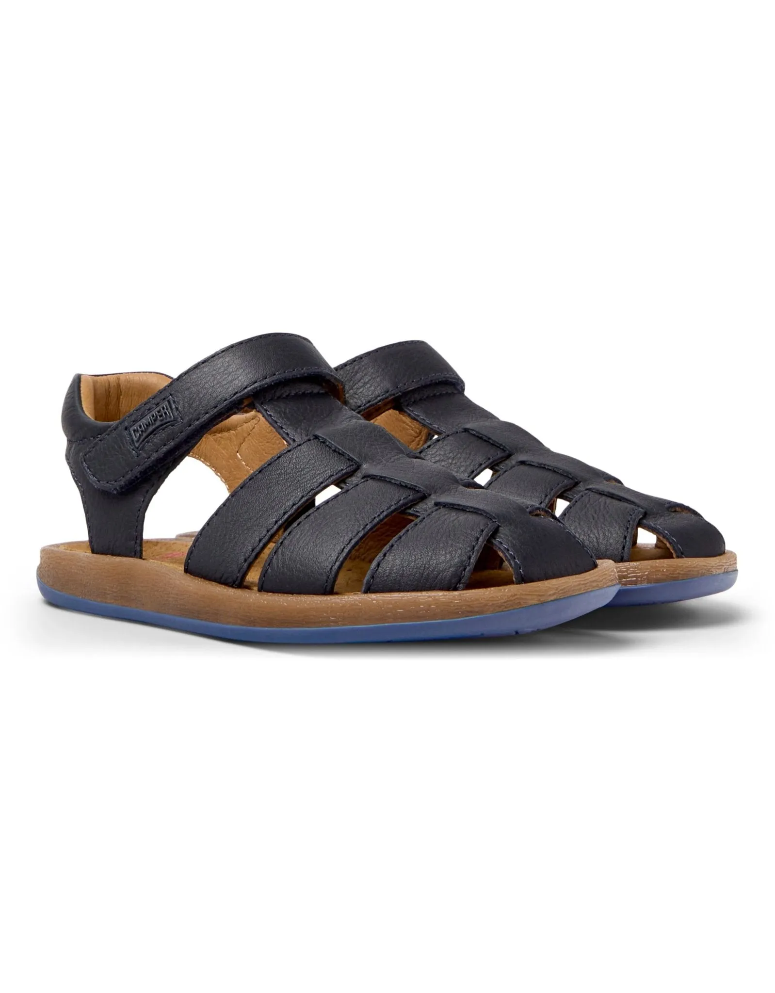 Camper: Bicho Kids Klettverschluss Sandalen mit geschlossener Spitze - Marineblau Leder