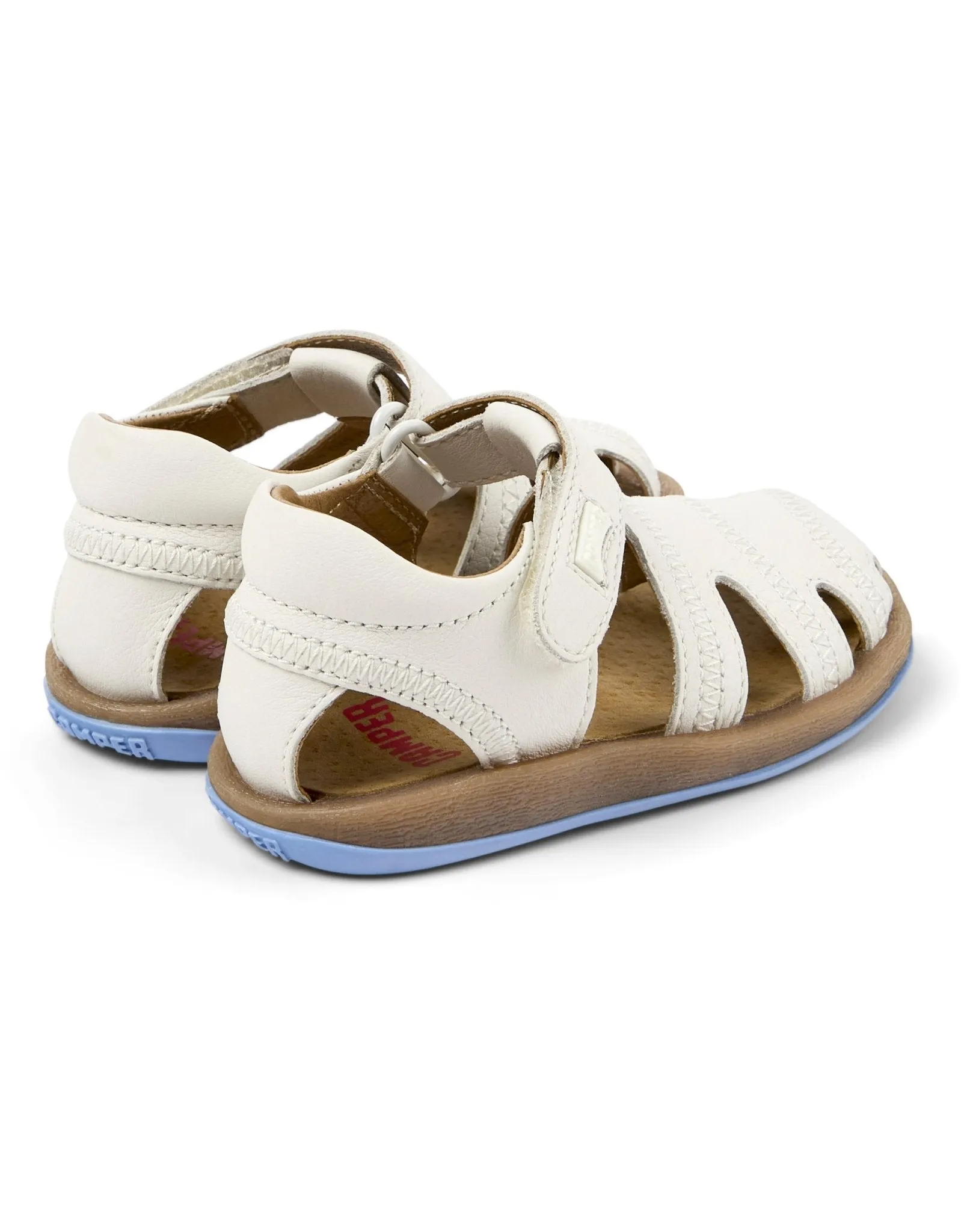 Camper: Bicho Kids Klettverschluss-Sandalen mit geschlossener Spitze - Weißes Leder