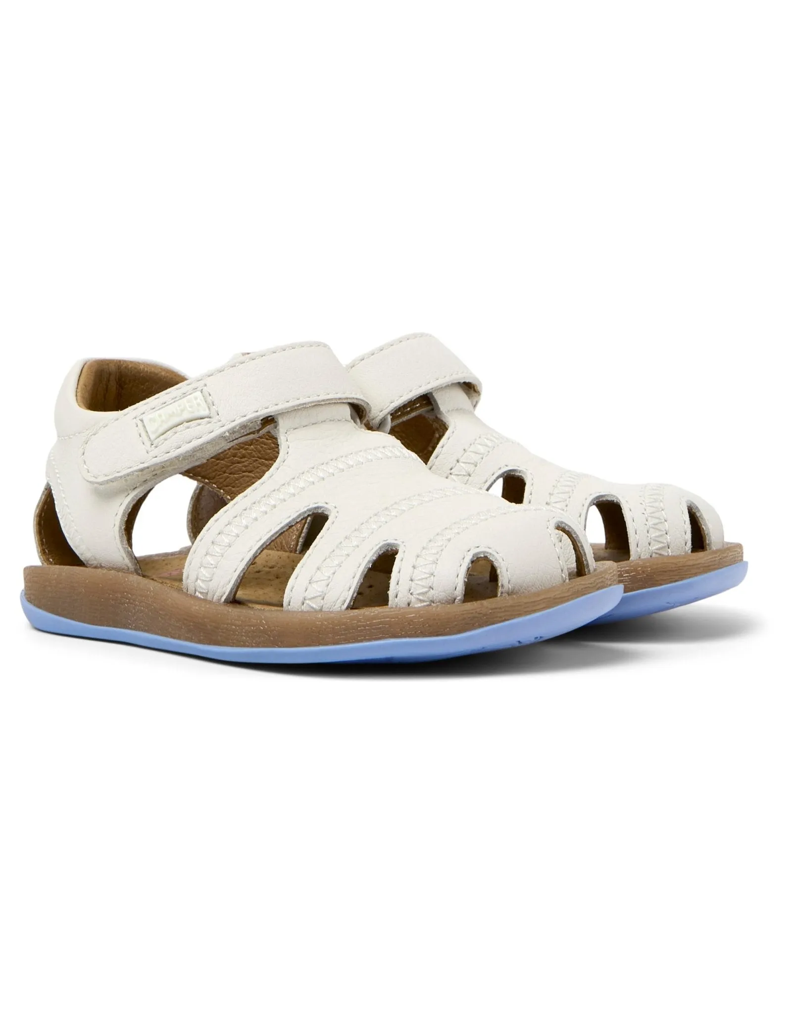Camper: Bicho Kids Klettverschluss-Sandalen mit geschlossener Spitze - Weißes Leder