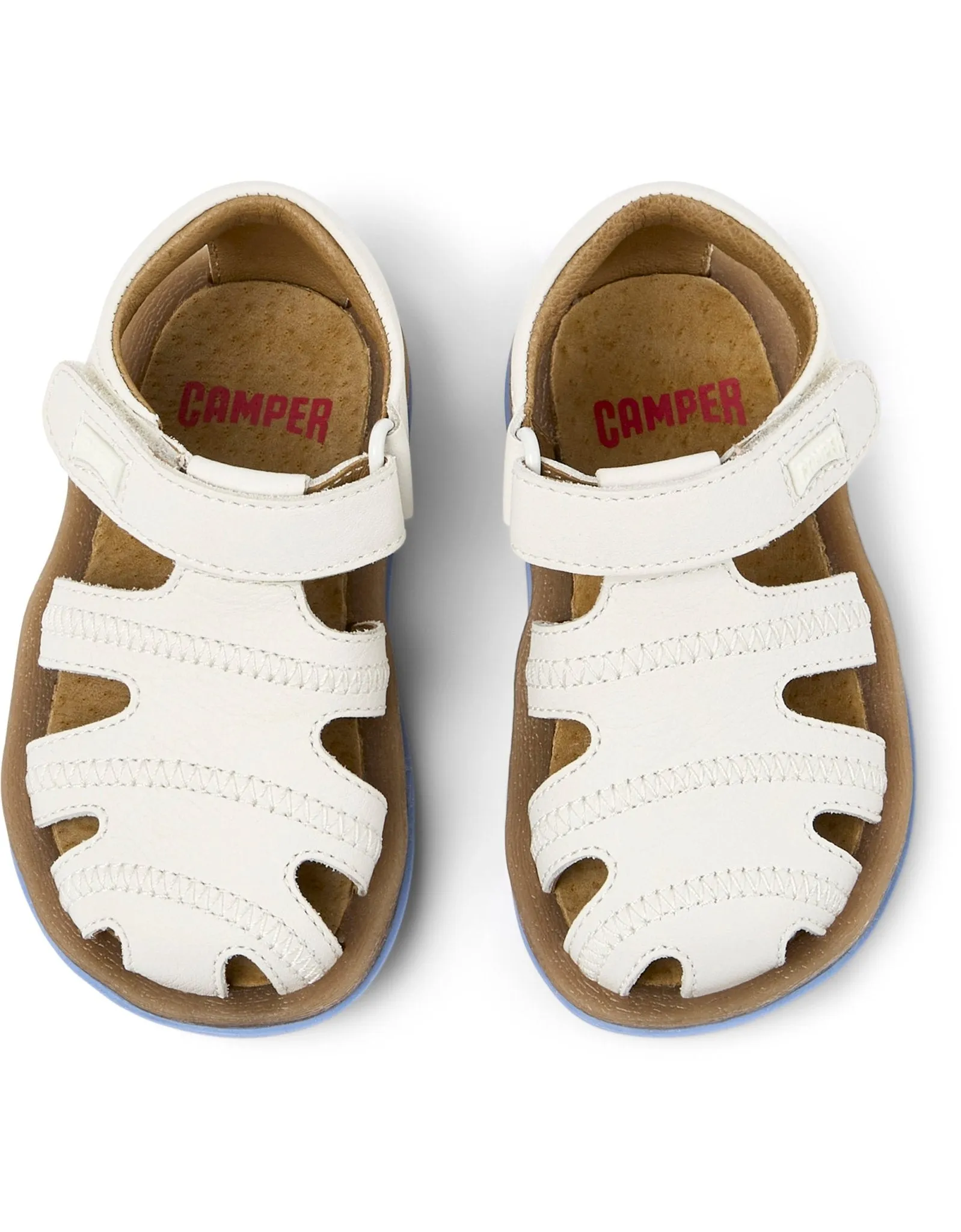 Camper: Bicho Kids Klettverschluss-Sandalen mit geschlossener Spitze - Weißes Leder