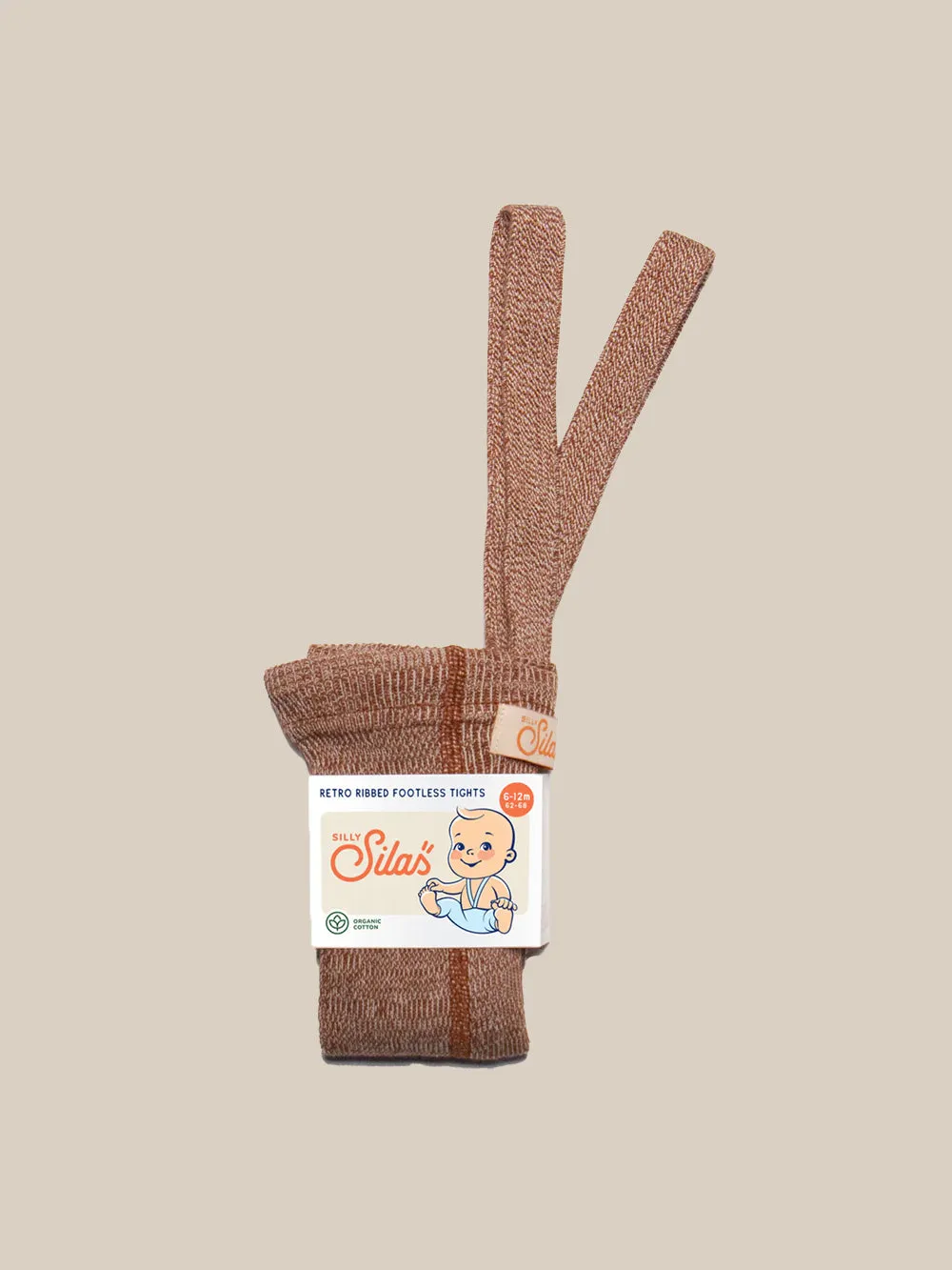 Karamel-farbene fußlose Strumpfhose mit Trägern