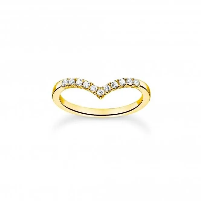 Charmant vergoldeter V-förmiger Ring mit weißen Steinen TR2394-414-14 Thomas Sabo Ringe