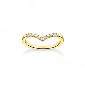 Charmant vergoldeter V-förmiger Ring mit weißen Steinen TR2394-414-14 Thomas Sabo Ringe
