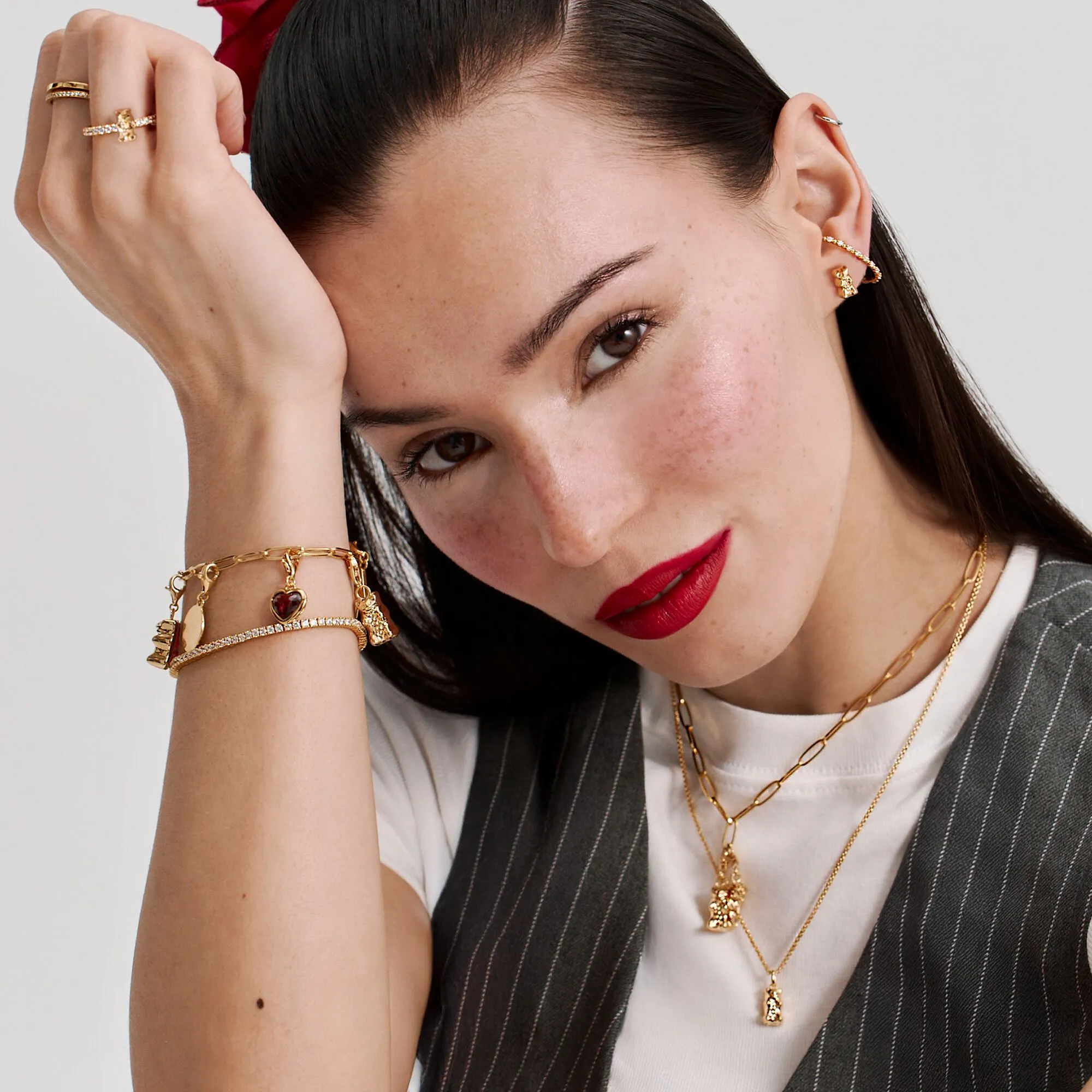 Charmante HARIBO Sterling Silber vergoldete Goldbären Stecker Ohrringe H2329-413-39 Thomas Sabo Ohrringe