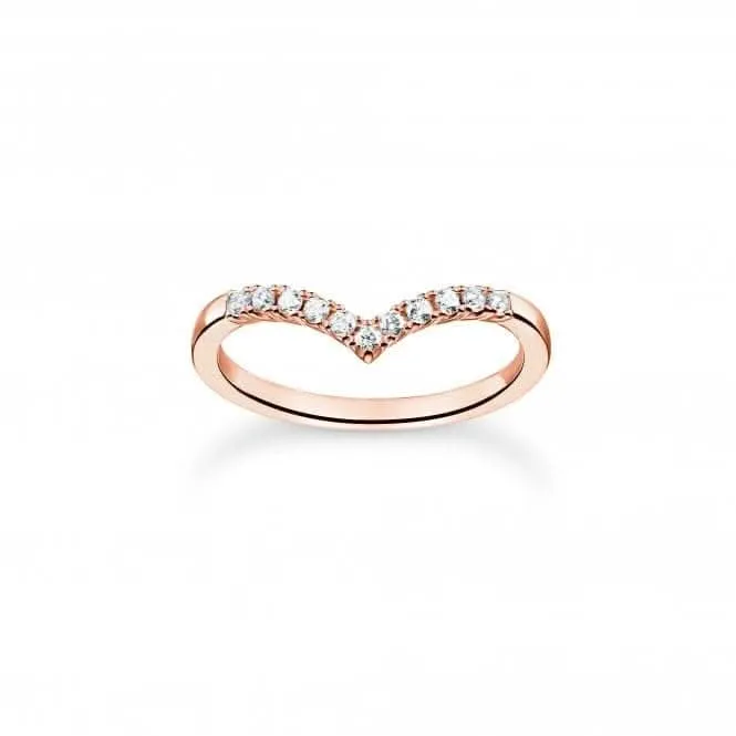 Charmant rosévergoldeter V-förmiger Ring mit weißen Steinen TR2394-416-14 Thomas Sabo Ringe