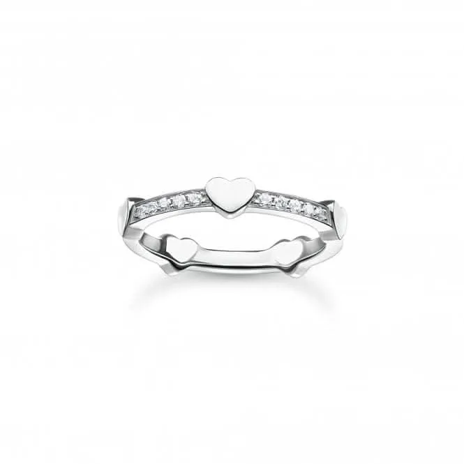 Charmanter Sterling Silber Weiß Pavé Herzen Ring TR2391-051-14 Thomas Sabo Ringe