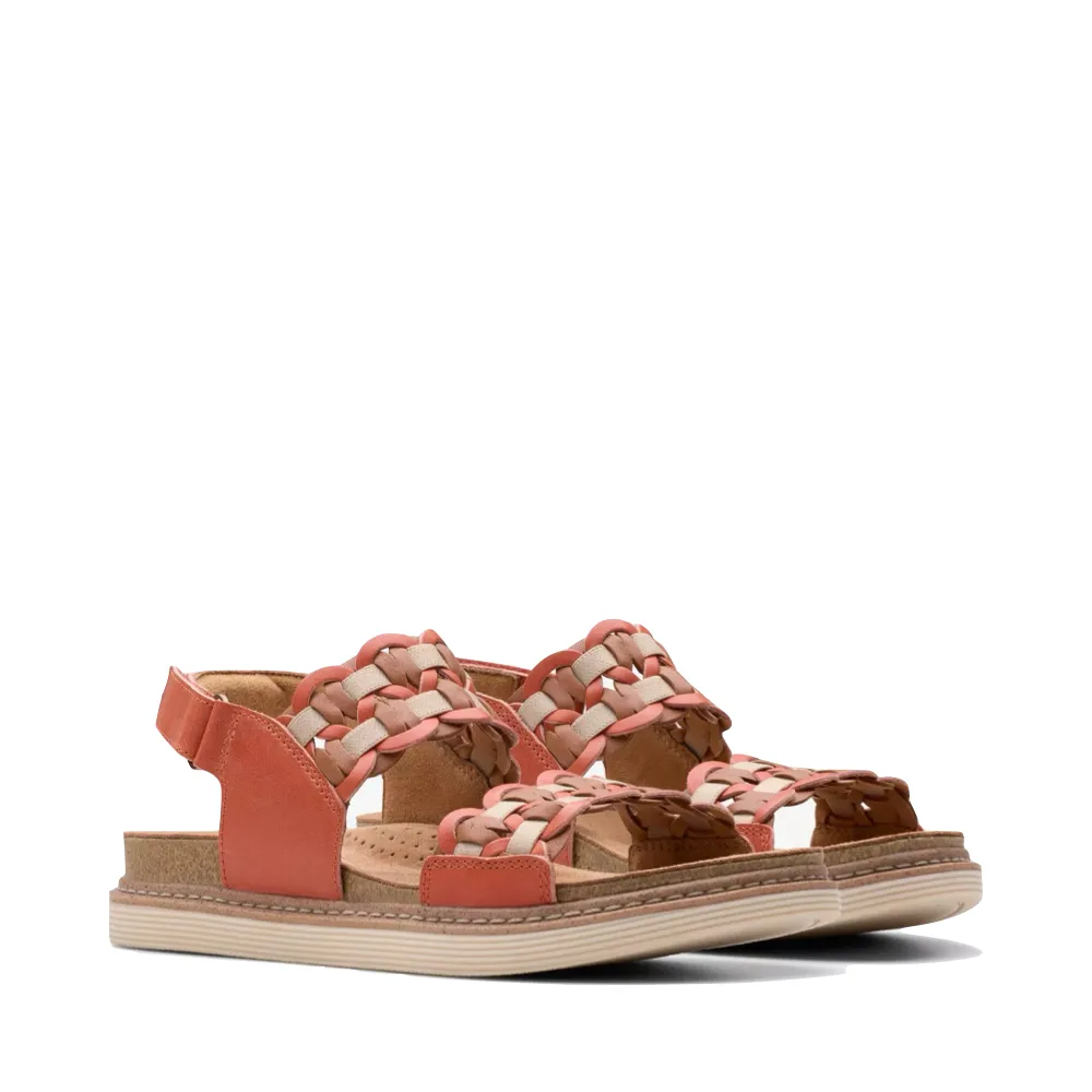 Clarks Damen Arwell Glide Sandale in orangefarbener Kombination