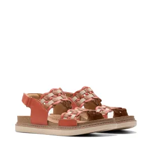 Clarks Damen Arwell Glide Sandale in orangefarbener Kombination