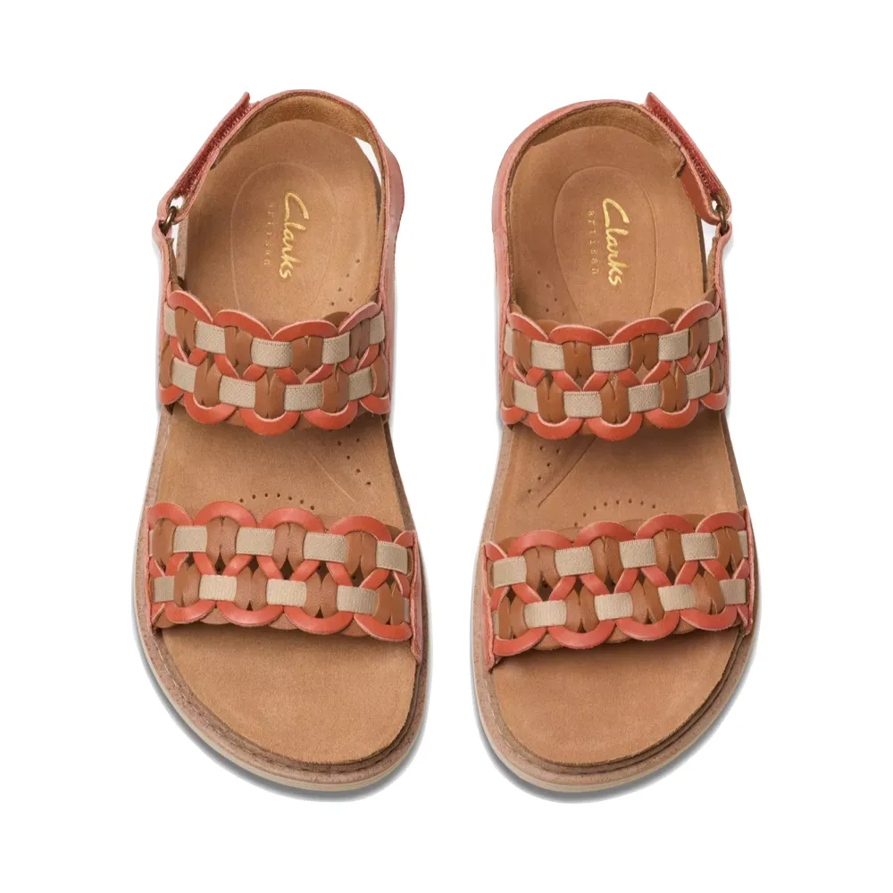 Clarks Damen Arwell Glide Sandale in orangefarbener Kombination