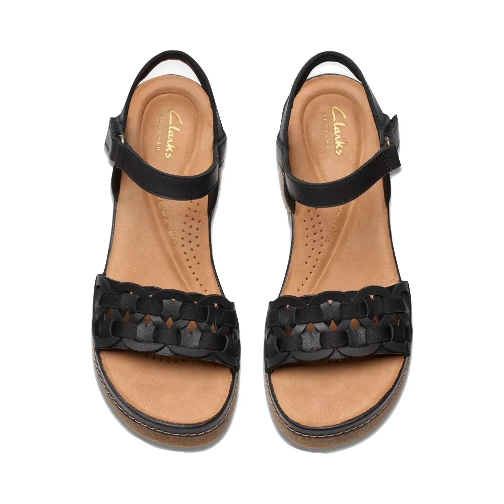 Clarks Damen Kassanda Bar Keilabsatz Sandale in Schwarz