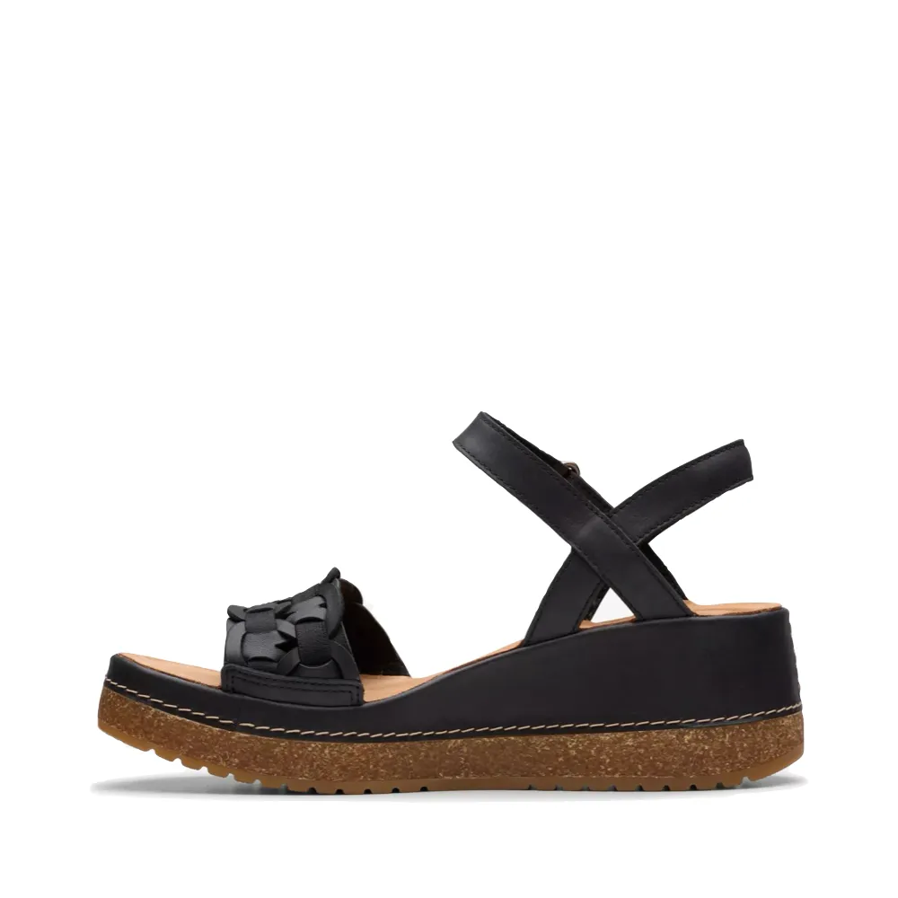 Clarks Damen Kassanda Bar Keilabsatz Sandale in Schwarz