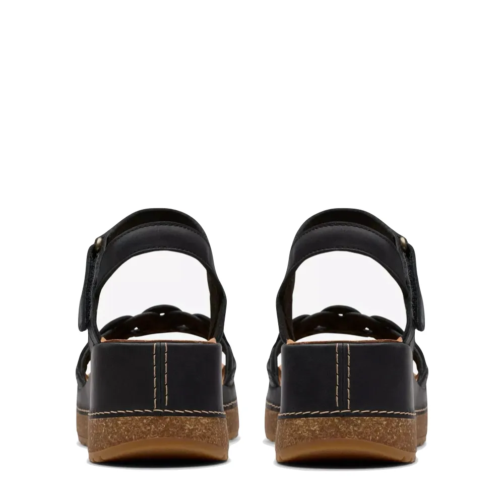 Clarks Damen Kassanda Bar Keilabsatz Sandale in Schwarz