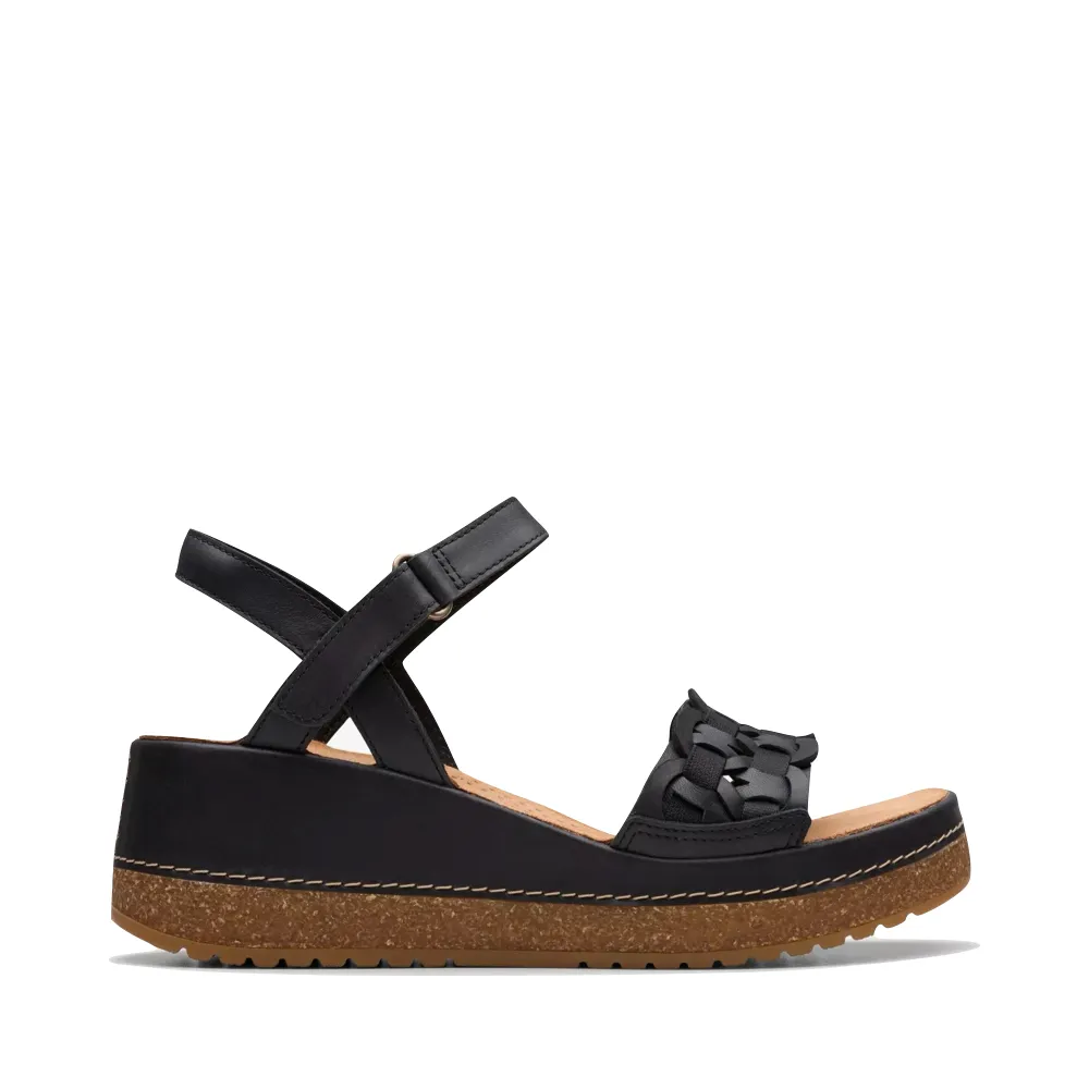 Clarks Damen Kassanda Bar Keilabsatz Sandale in Schwarz