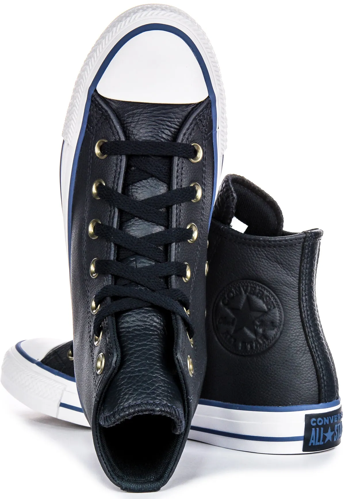 Converse All Star A08584C High Top in Marineblau Weiß Leder Schuhe Converse