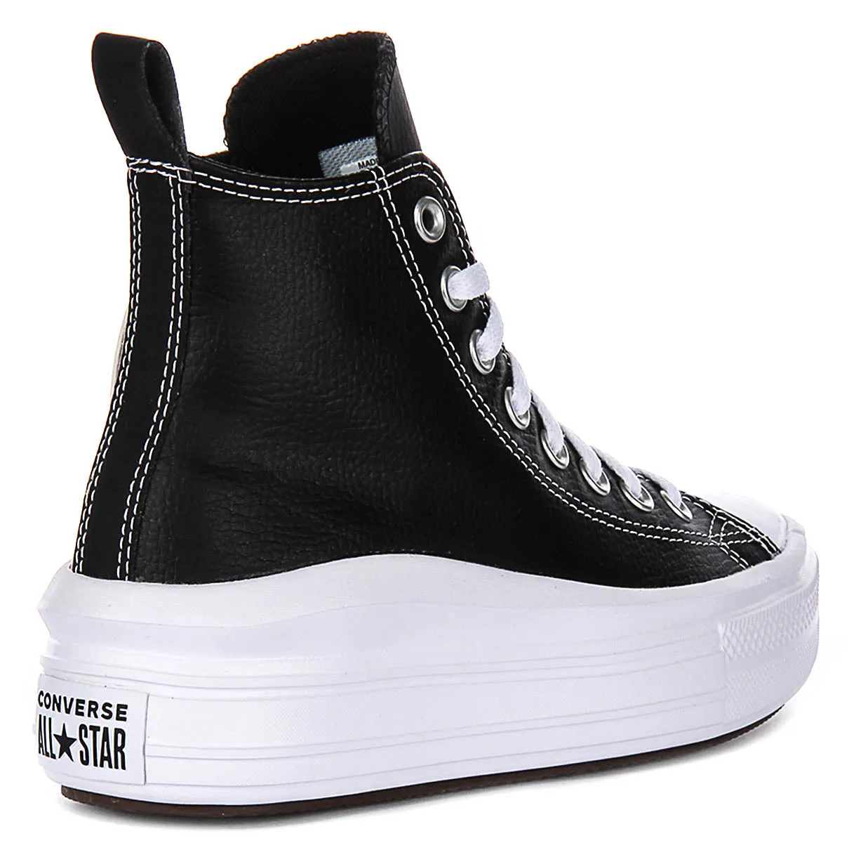 Converse All Star Move A04831C in Schwarz Weiß Leder Junior Schuhe Converse