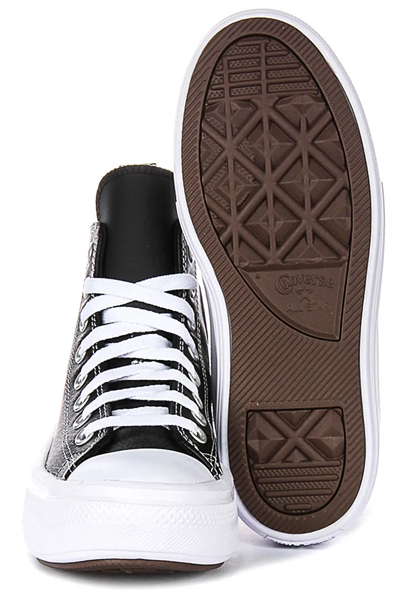 Converse All Star Move A04831C in Schwarz Weiß Leder Junior Schuhe Converse