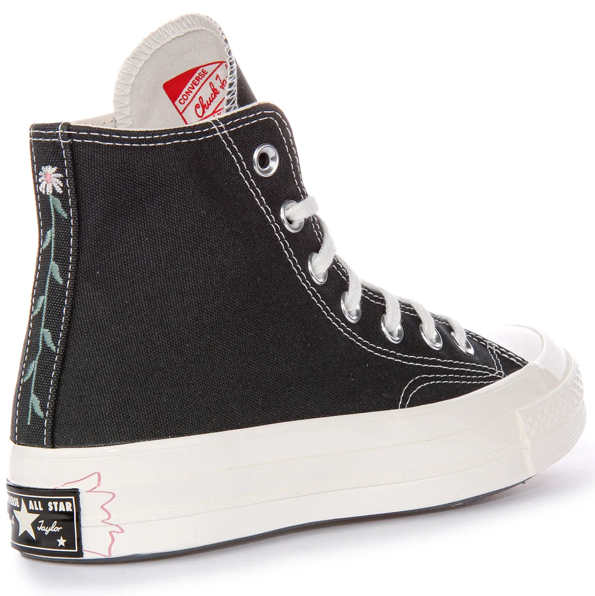 Converse Chuck 70s Hi A07108C in Schwarz-Weiß Blumen Schuhen Converse