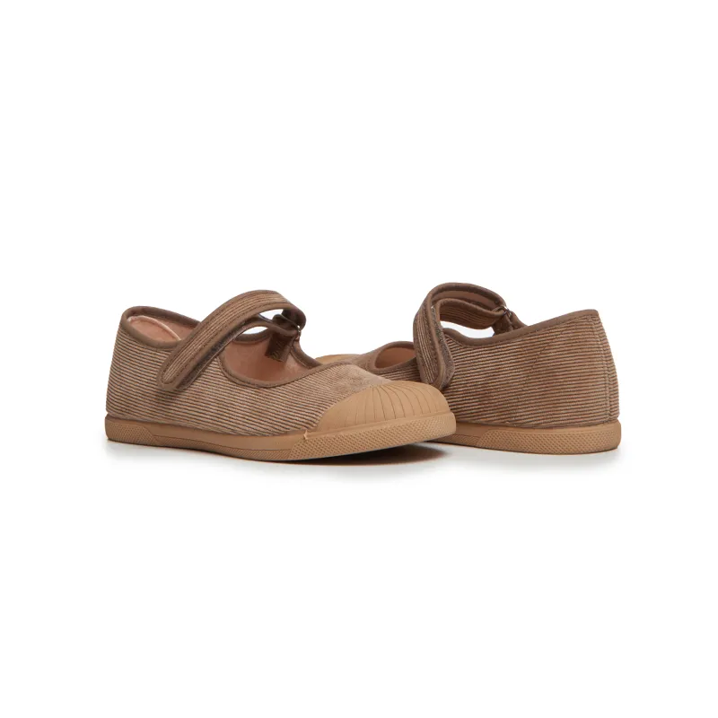 Cord Mary Jane Cap-Toe Sneakers In Kamel Babykids_Childrenchic