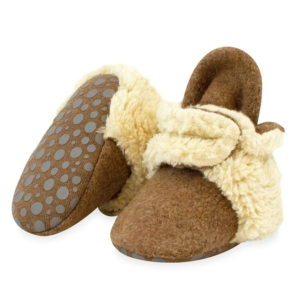 Cozie Fleece Futter-Greifling Hausschuh - Heather Mokka von Zutano