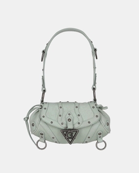 Crackled Leather Shoulder Bag Milkshake Mint