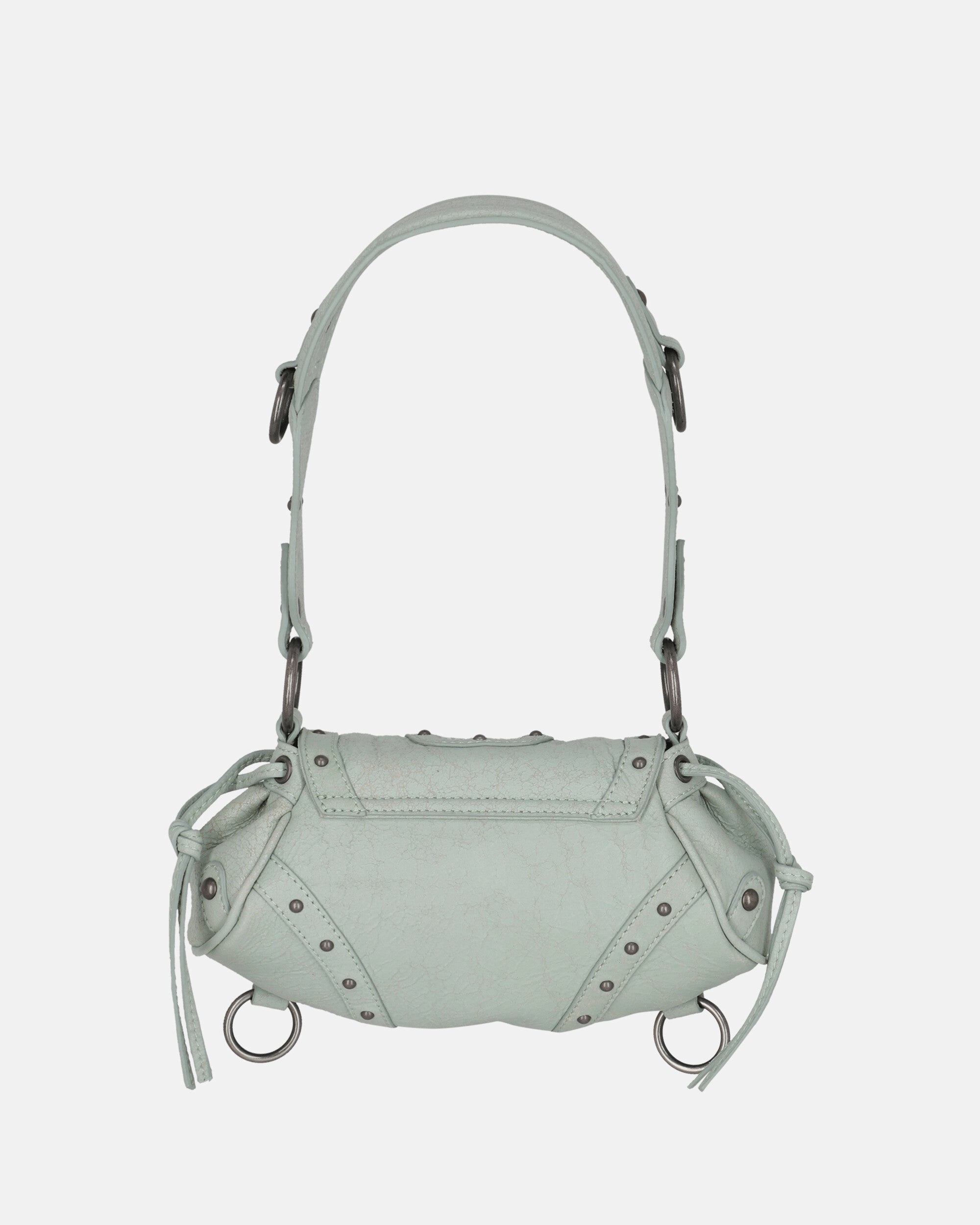 Crackled Leather Shoulder Bag Milkshake Mint