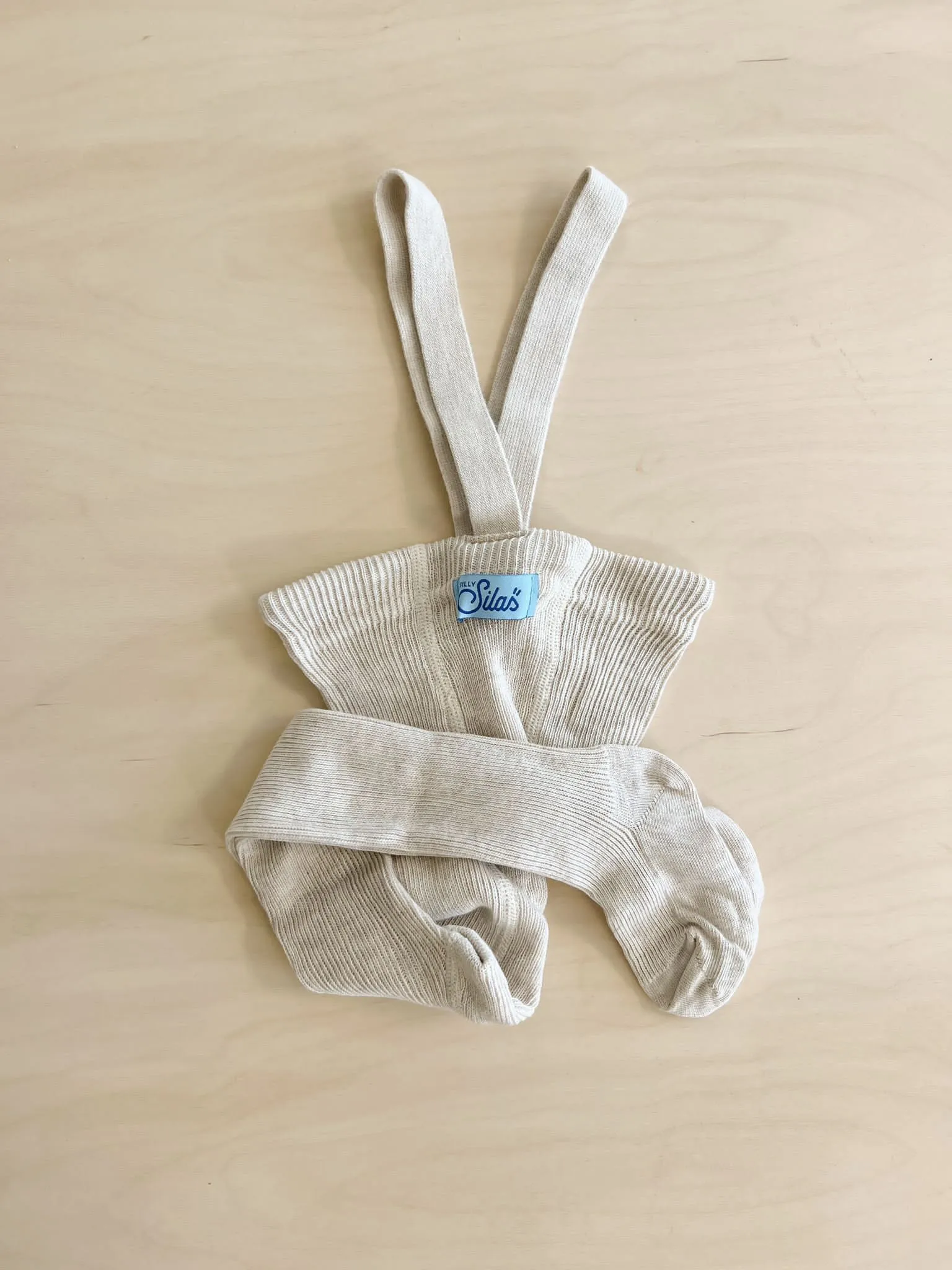 Creme-Farbene Gemischte Strumpfhose Mit Trägern