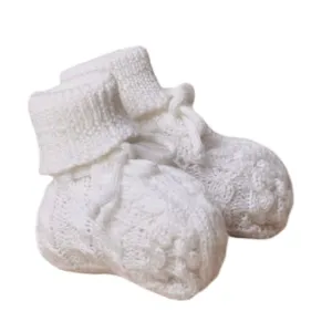 Creme Strick-Stiefeletten