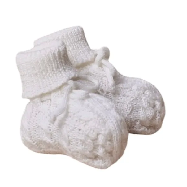 Creme Strick-Stiefeletten