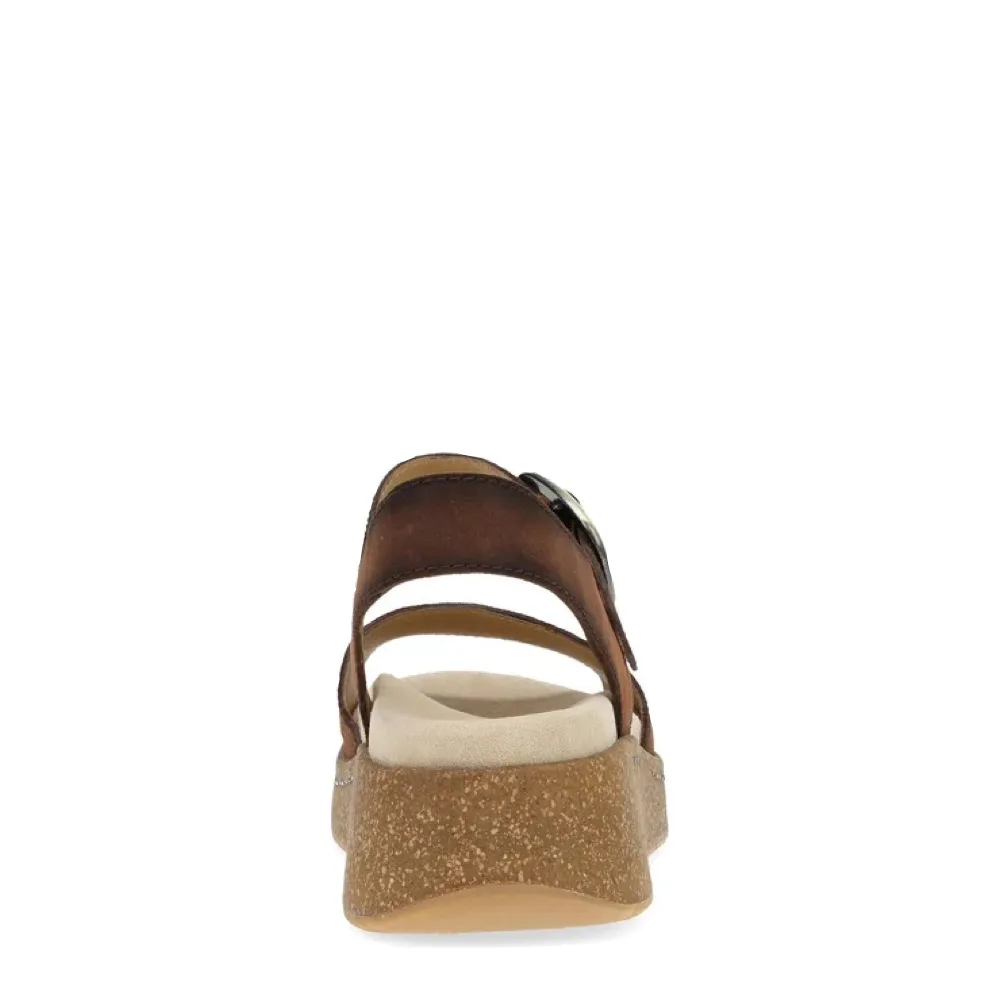 Dansko Damen Bianca Leder Plateau-Sandalette in Braun Gebürstetem Wildleder
