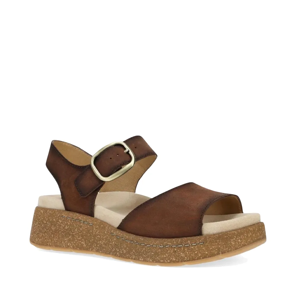 Dansko Damen Bianca Leder Plateau-Sandalette in Braun Gebürstetem Wildleder