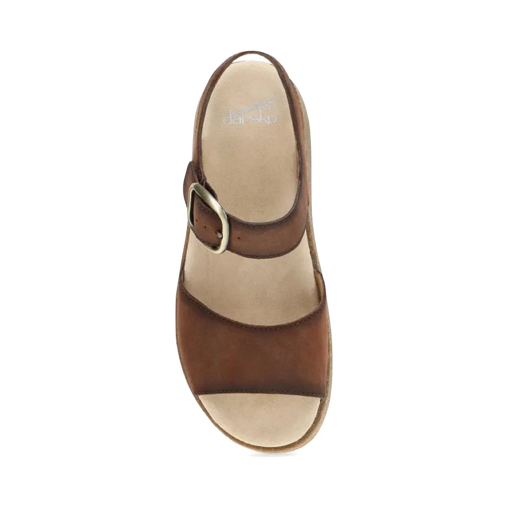 Dansko Damen Bianca Leder Plateau-Sandalette in Braun Gebürstetem Wildleder