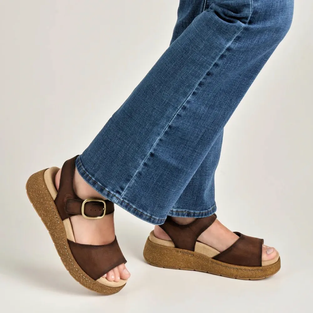 Dansko Damen Bianca Leder Plateau-Sandalette in Braun Gebürstetem Wildleder