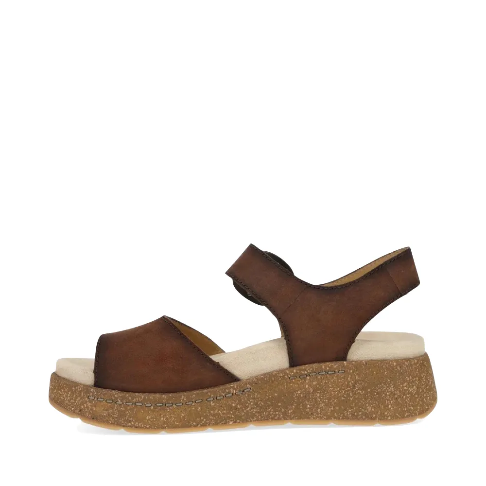 Dansko Damen Bianca Leder Plateau-Sandalette in Braun Gebürstetem Wildleder