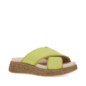 Dansko Damen Bridget Leder Plateau-Sandalette in Limettenfarbenem Wildleder