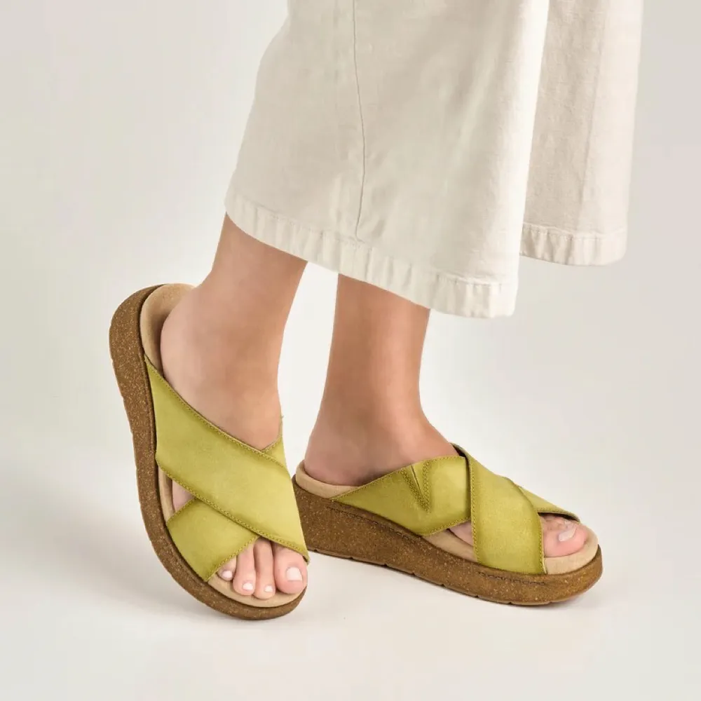 Dansko Damen Bridget Leder Plateau-Sandalette in Limettenfarbenem Wildleder
