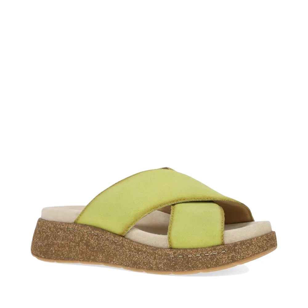 Dansko Damen Bridget Leder Plateau-Sandalette in Limettenfarbenem Wildleder