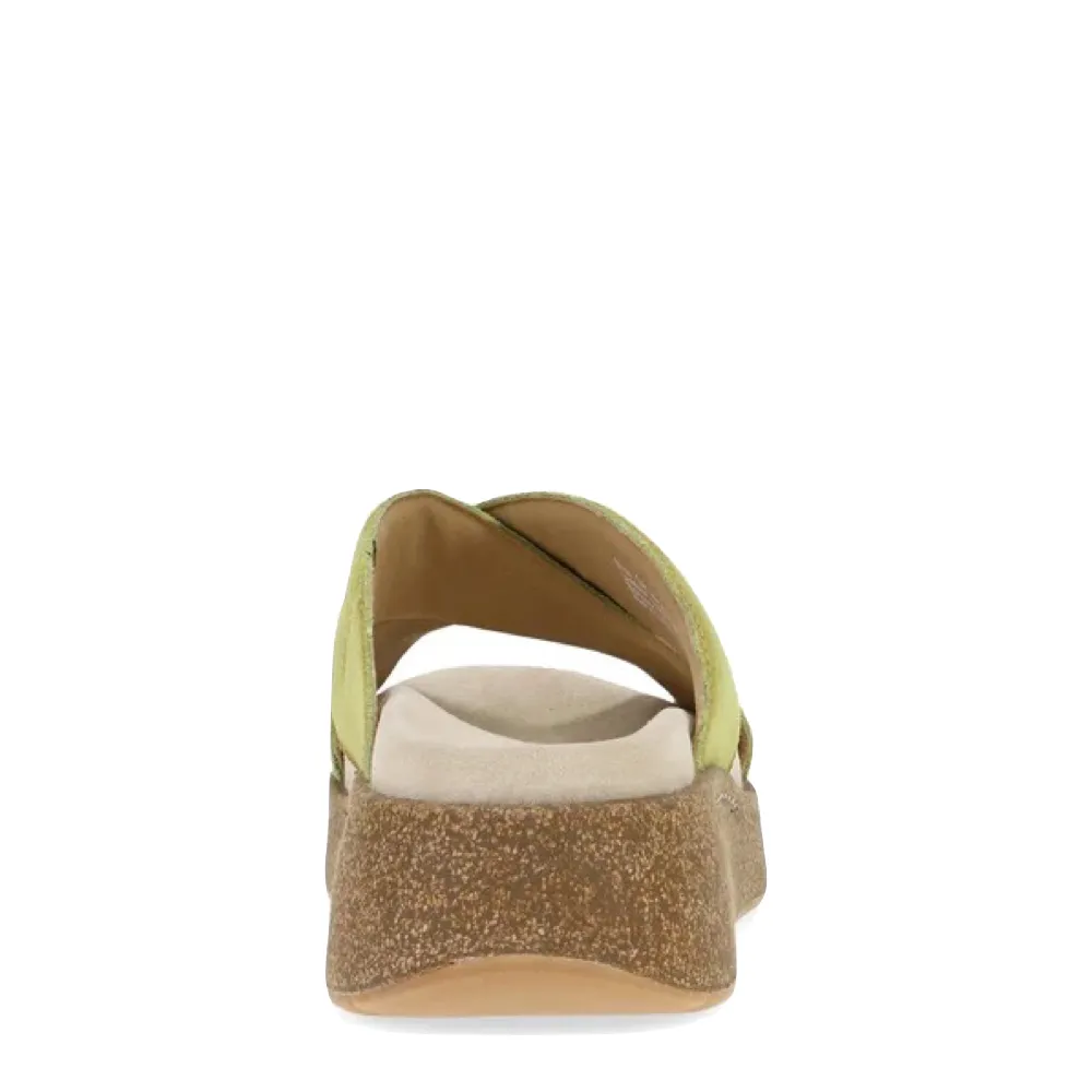 Dansko Damen Bridget Leder Plateau-Sandalette in Limettenfarbenem Wildleder