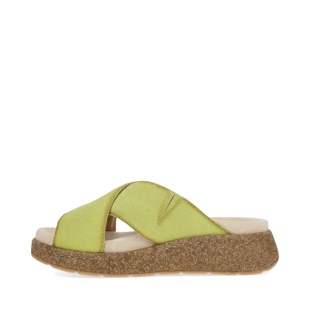 Dansko Damen Bridget Leder Plateau-Sandalette in Limettenfarbenem Wildleder