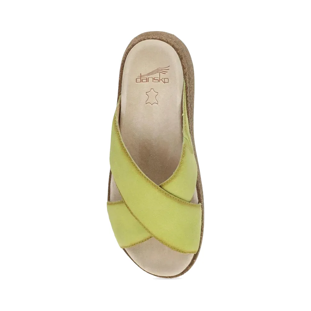 Dansko Damen Bridget Leder Plateau-Sandalette in Limettenfarbenem Wildleder