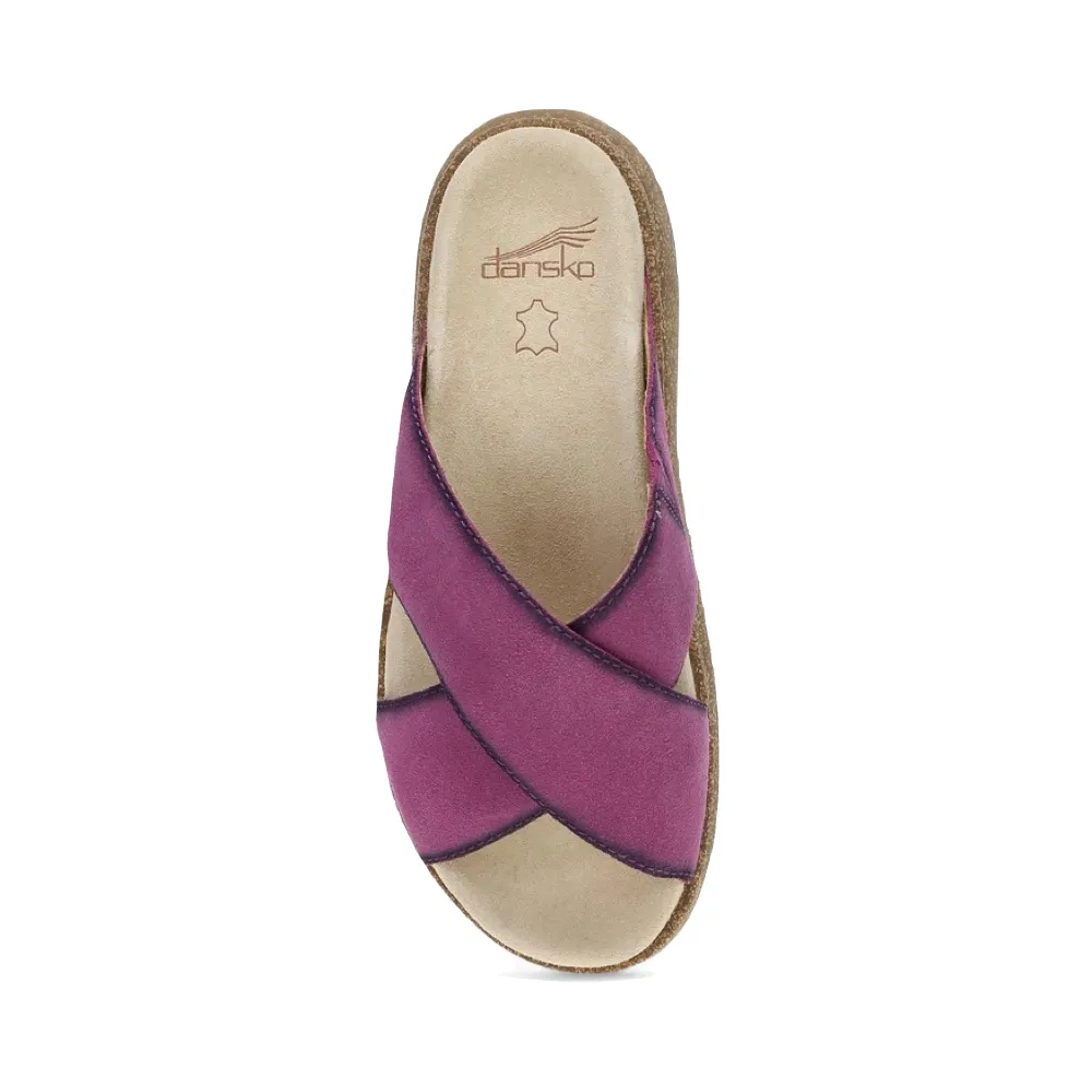 Dansko Damen Bridget Leder Plateau-Sandale in Pflaumenfarbenem Glattleder