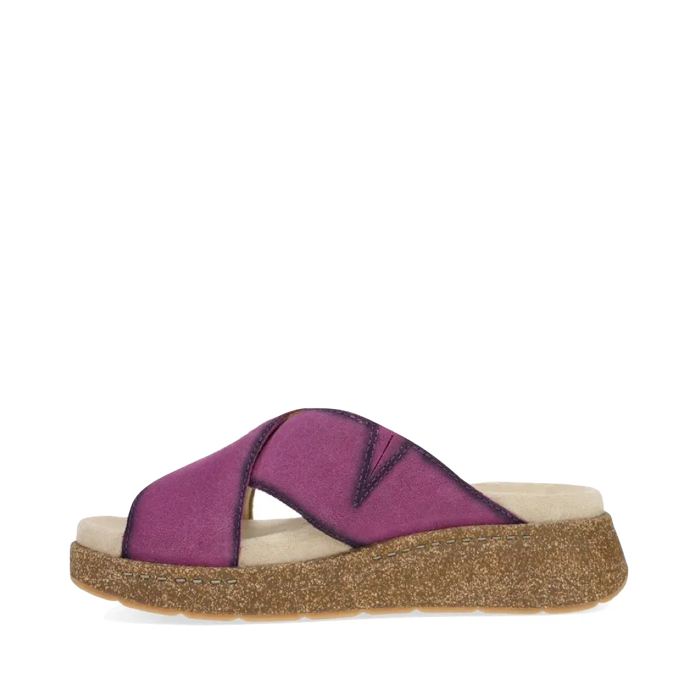 Dansko Damen Bridget Leder Plateau-Sandale in Pflaumenfarbenem Glattleder