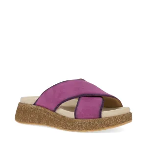 Dansko Damen Bridget Leder Plateau-Sandale in Pflaumenfarbenem Glattleder