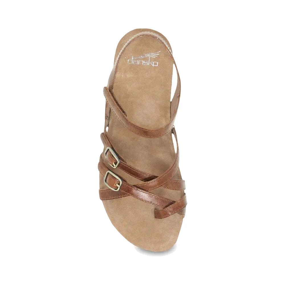 Dansko Damen Roslyn Riemchen-Ledersandalette in wachsigem Hellbraun