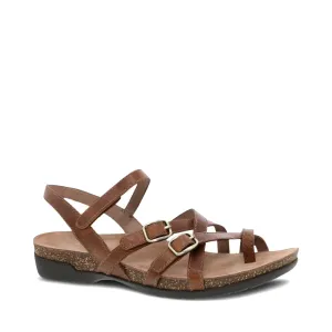 Dansko Damen Roslyn Riemchen-Ledersandalette in wachsigem Hellbraun