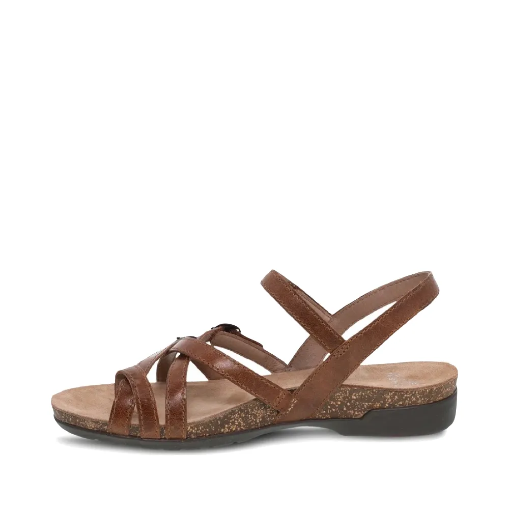 Dansko Damen Roslyn Riemchen-Ledersandalette in wachsigem Hellbraun